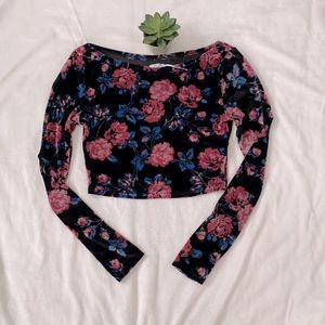 Kimchi Blue velvet long sleeve crop top